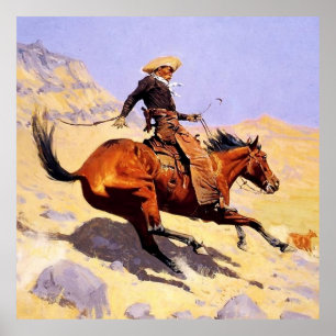 Poster A Arte Western Cowboy por Frederic Remington