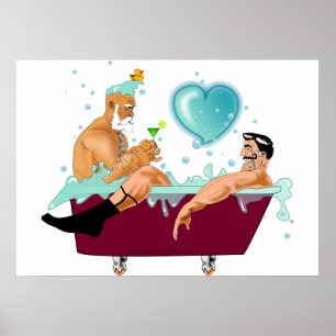 Poster A artística de SlipperyJoe dois gay homens banhei