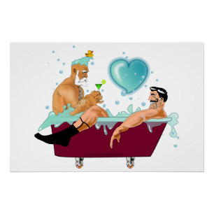 Póster A artística de SlipperyJoe dois gay homens banhei