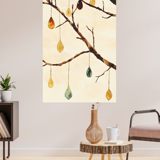 Poster A árvore com folhas douradas é um papel de parede  (Sala de Estar 3)