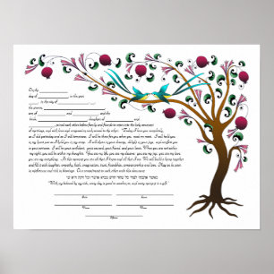 Poster A árvore de vida Ketubah & de votos na jóia