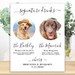Poster A Assinatura Pet Dog Wedding Bebe Bar de Fotografi<br><div class="desc">Bebidas de Assinatura! Caligrafia simples, mas elegante, esta placa de bar de bebida característica apresenta dois coquetéis "a Noiva" e "o noivo", personalizados com suas bebidas preferidas. Personalize esta placa de casamento elegante com sua foto favorita de animal de estimação, foto de cão, foto de noivado ou fotos de casais,...</div>