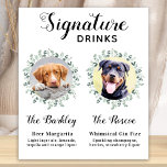 Poster A Assinatura Pet Wedding Dog Bebe Foto Personaliza<br><div class="desc">Signature Drinks de seus animais de estimação! Inclua seu melhor cachorro, melhor gato e qualquer animal de estimação no seu casamento com seu próprio bar de bebida para seus hóspedes. Perfeito para amantes de cães, e um bar especial de cães será um sucesso no seu casamento. Branca simples, mas elegante,...</div>