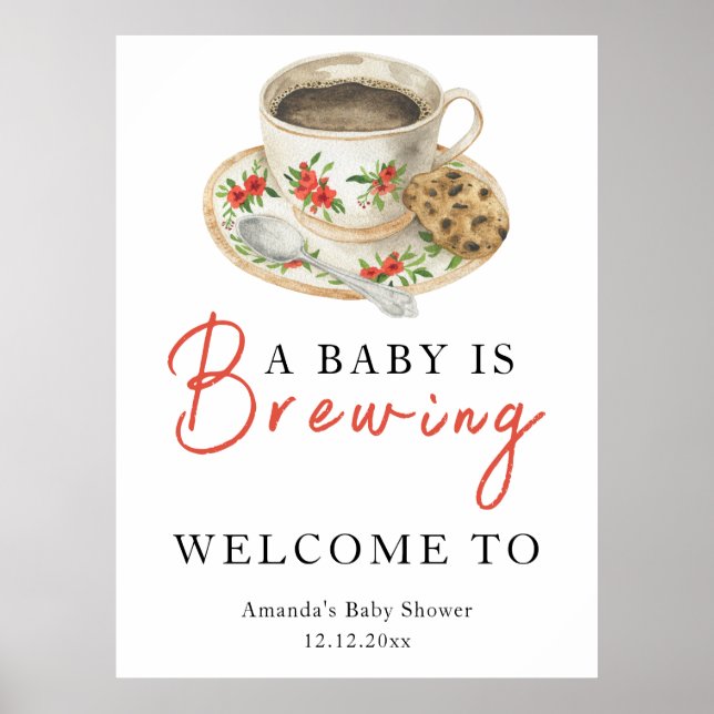 Poster A baby is brewing coffee cup baby shower (Frente)
