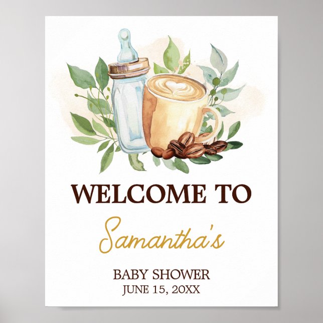 Poster A Baby is Brewing Coffee Welcome Sign (Frente)