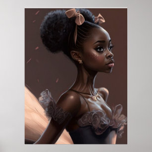 Poster A bailarina africana-americana, garota que ama o b