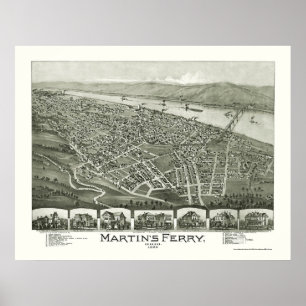 Póster A balsa de Martin, mapa panorâmico do OH - 1899