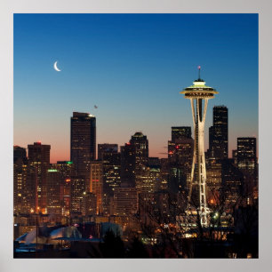 Poster A bandeira americana voa entre a lua da ascensão