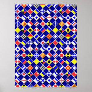 Póster a bandeira náutica Checkered do efeito 3D telha o