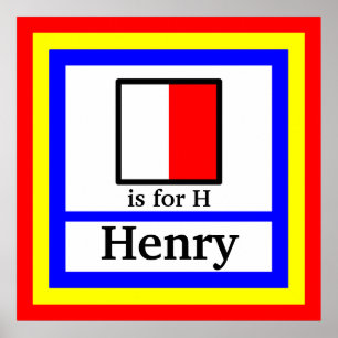 Poster A bandeira náutica é para H e nome da sua crian