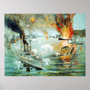 Póster A batalha da guerra americana espanhola da baía d