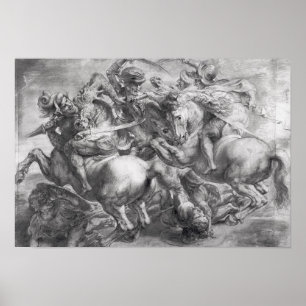 Póster A batalha de Anghiari após Leonardo da Vinci
