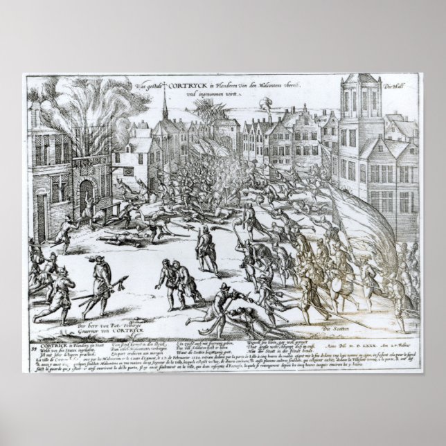 Poster A batalha de Courtrai entre os franceses (Frente)