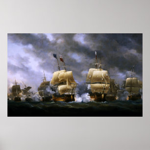 Poster A batalha de Quiberon Bay por Nicholas Pocock