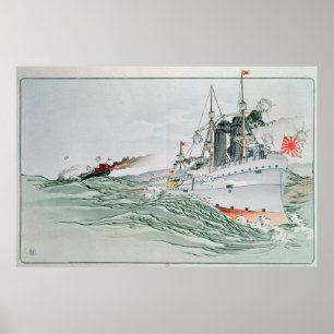 Poster A batalha de Yalu, o 17 de setembro de 1894