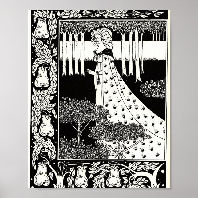 Poster A Beale Isoud em Joyous Gard, Aubrey Beardsley (Frente)