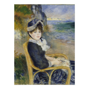 Póster À Beira-Mar, Retrato de Pintura a Óleo, Renoir