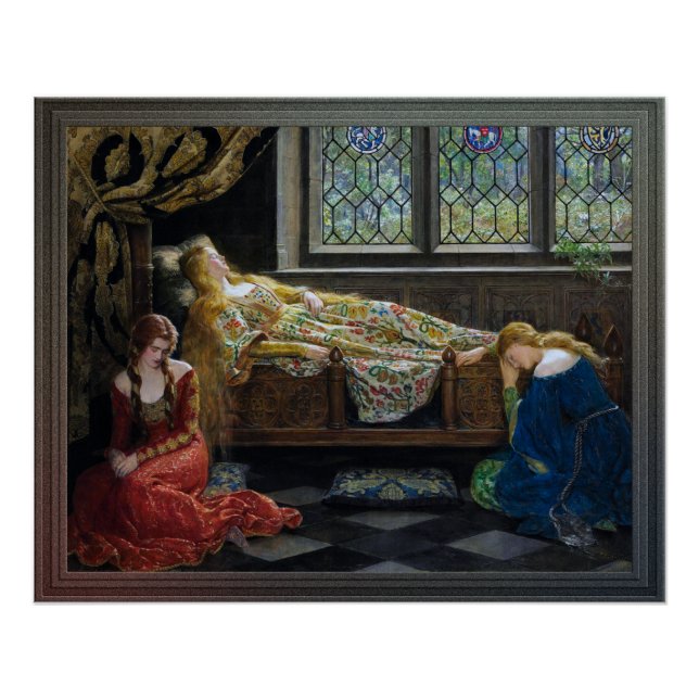 Póster A Bela Adormecida por John Collier (Frente)