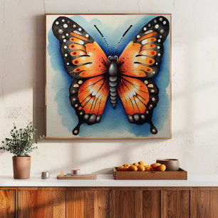 Póster A Bela Borboleta da Natureza Arte Flor