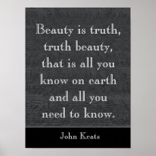 Poster A beleza é verdade - citações de Keats - impres