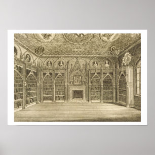 Póster A biblioteca, gravada por Godfrey, 'de Descriptio