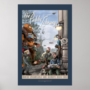 Póster A biblioteca pública - painel deixado (20x30")