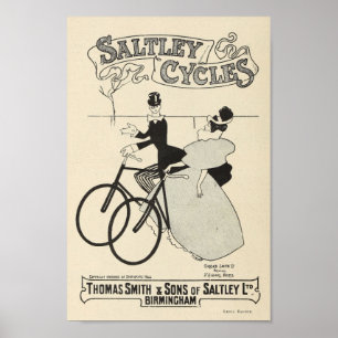 Póster A bicicleta 1898 do vintage Saltley dá um ciclo o