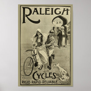 Póster A bicicleta 1899 do vintage Raleigh dá um ciclo o