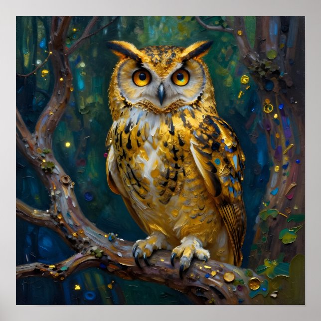 Poster A Blue and Gold Majestic Owl   (Frente)