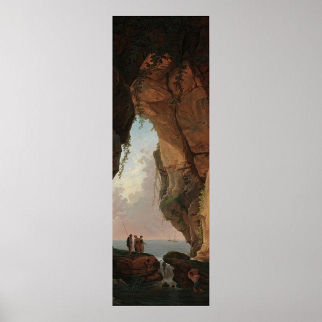 Poster A Boca de uma Caverna (1784) Hubert Robert (Frente)