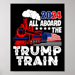 Poster A bordo do Trem do Trump 2024 Bandeira Americana T