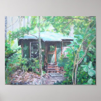 Póster A cabine de laguna no centro espiritual de Meher