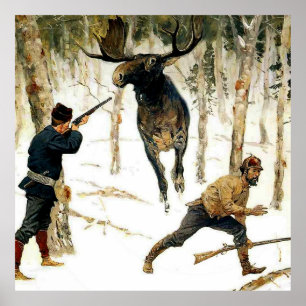 Poster A Caça ao Alce por Frederic Remington
