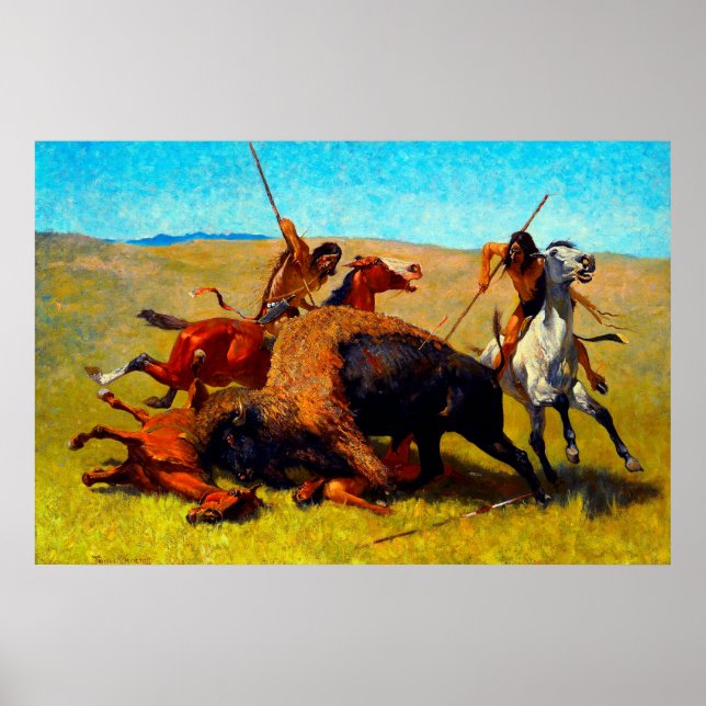 Poster A Caça ao Búfalo Frederic Remington 1890 (Frente)