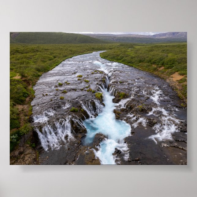 Poster A cachoeira Bruararfoss na Islândia (Frente)