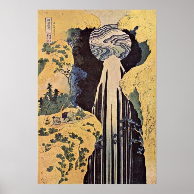 Poster A cachoeira de Amida por Katsushika Hokusai (Frente)