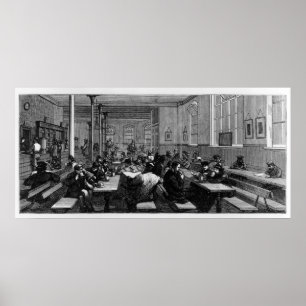 Póster A cafetaria de homem de funcionamento