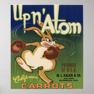 Poster A caixa velha dos vegetais das cenouras do vintage