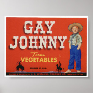 Póster A caixa velha dos vegetais do vintage alegre de