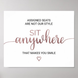 Poster A caligrafia Dourado cor-de-rosa simples senta em