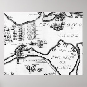 Poster A captação de Cádiz em 1596 (gravura)