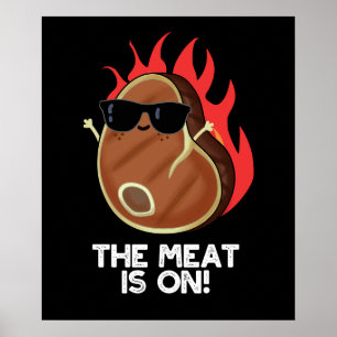 Poster A Carne Está Na Comida Engraçada Pun Dark BG