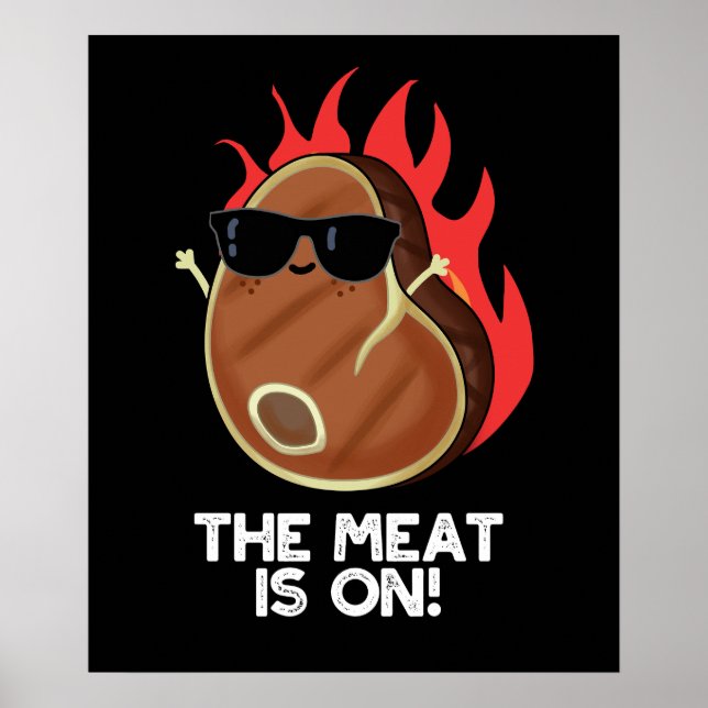 Poster A Carne Está Na Comida Engraçada Pun Dark BG (Frente)