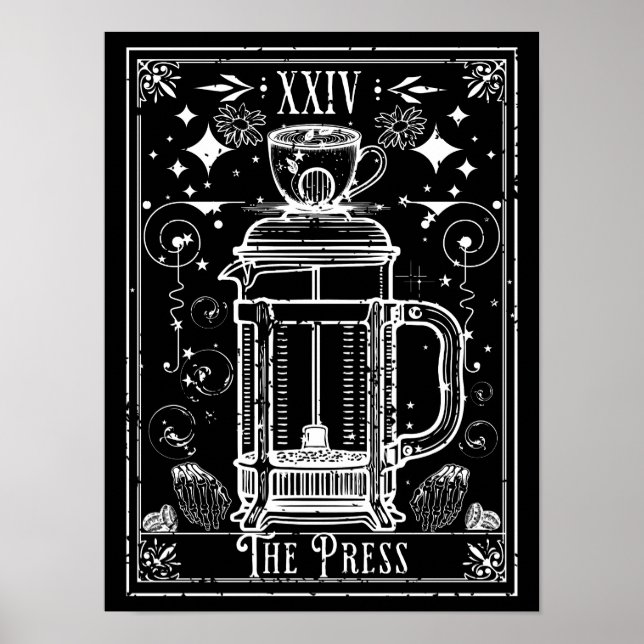 Poster A Carta de Tarô do Café Prensa Francesa (Frente)