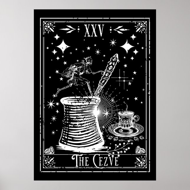 Poster A Carta de Tarot de Café Turco Cezve (Frente)