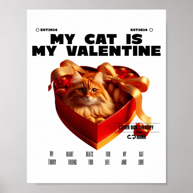 Poster A Cat In The Box Therapy Happy Valentine Day Funny (Frente)