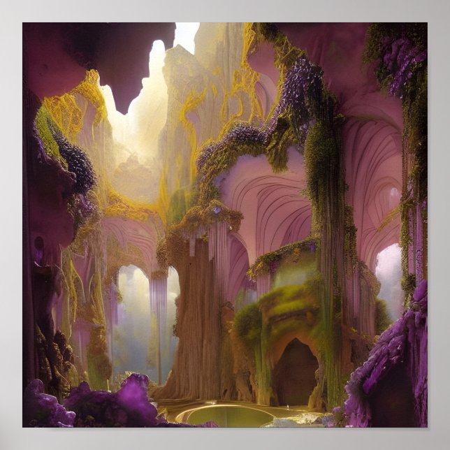 Poster A Caverna da Arte Digital Ametist Geodes (Frente)