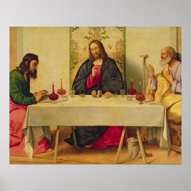 Póster A Ceia em Emaús, 1520 (óleo na canvas) (Frente)