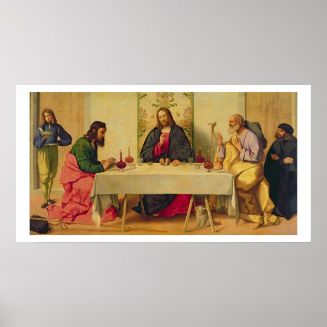 Póster A Ceia em Emaús, 1520 (óleo na canvas) (Frente)