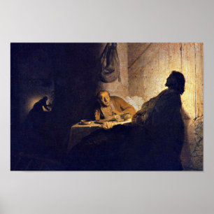 Póster A ceia em Emmaus. Por Rembrandt Van Rijn